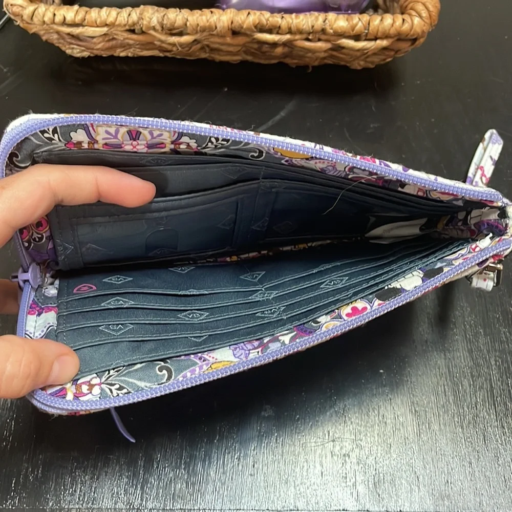 Vera Bradley Lavender Purple Pink Patterned Quilted Wristlet